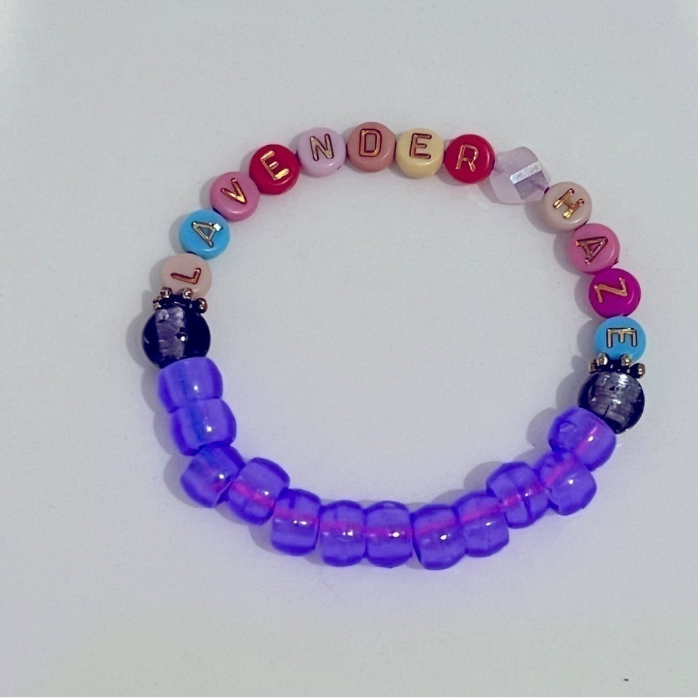 Kandi Swiftie friendship bracelet glow in the dark, stretch festival rave OOAK